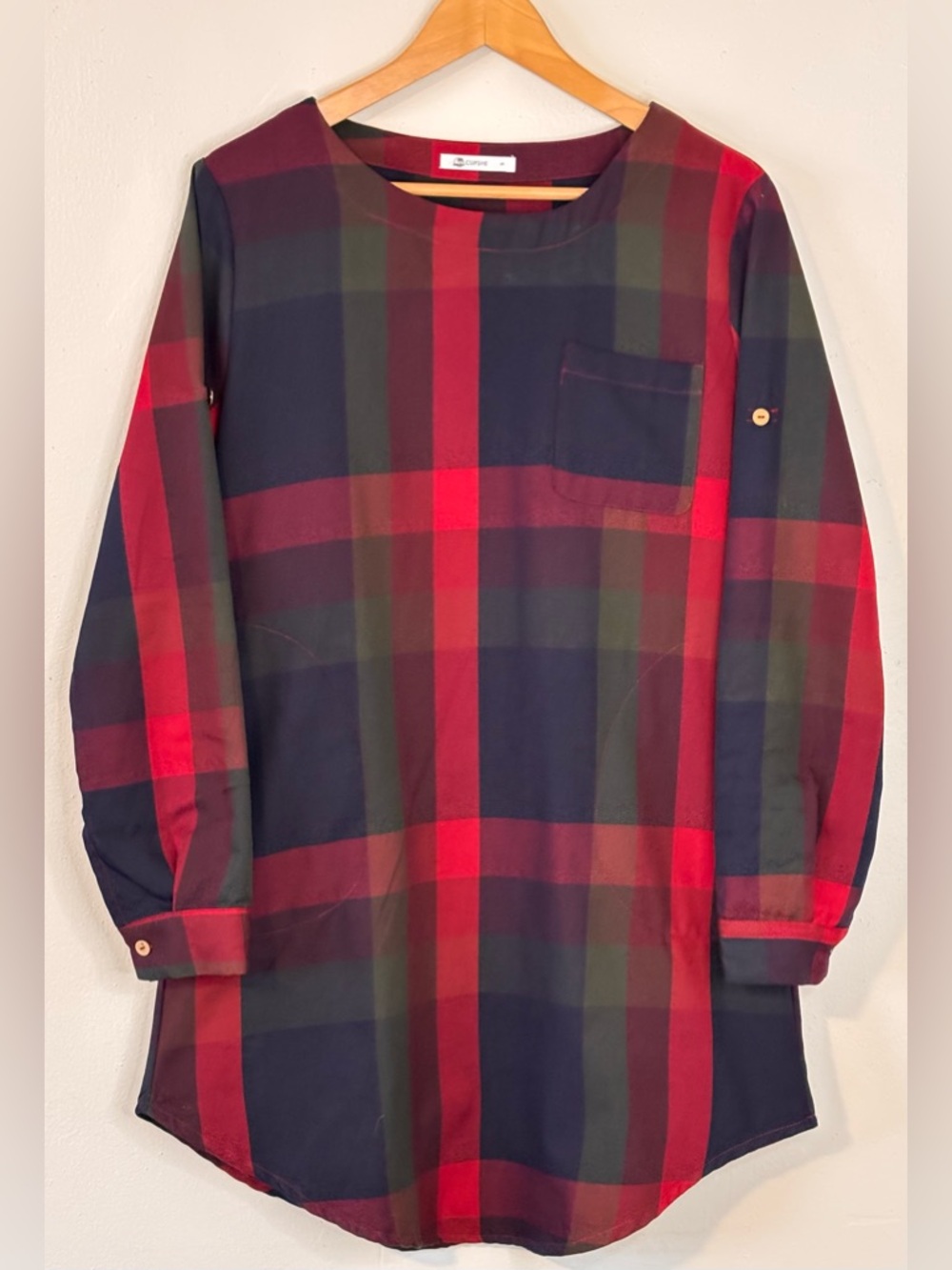 🌸 Cupshe Buffalo Plaid Flannel-Style Mini Shirt Dress Size Small